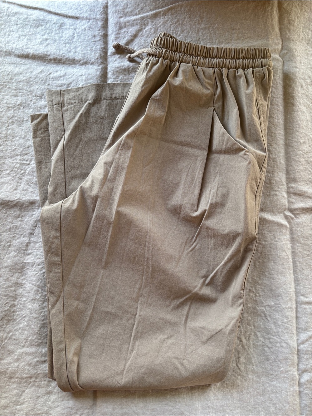 Oak + Fort Drawstring Casual Pants in Light Khaki